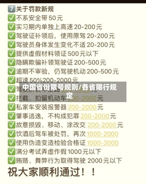 中国省份限号规则/各省限行规定