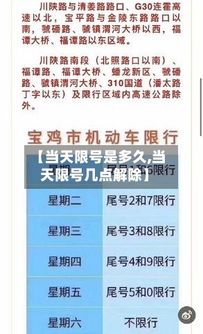 【当天限号是多久,当天限号几点解除】