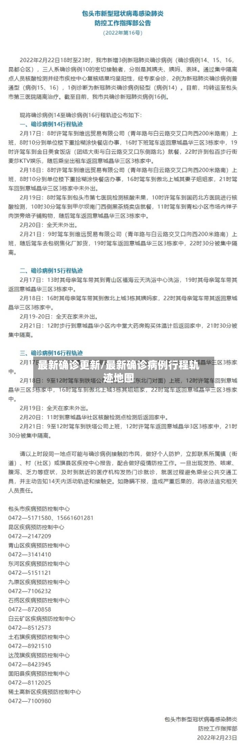 最新确诊更新/最新确诊病例行程轨迹地图