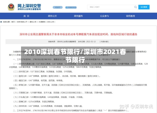 2010深圳春节限行/深圳市2021春节限行