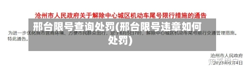 邢台限号查询处罚(邢台限号违章如何处罚)