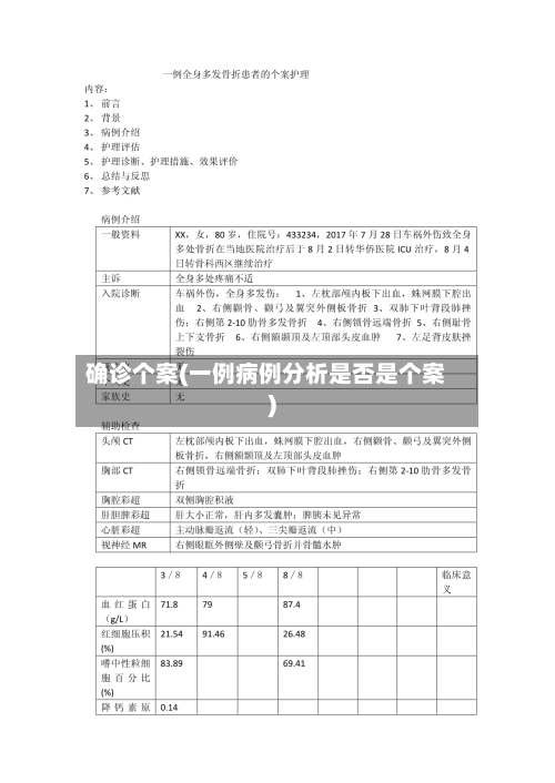 确诊个案(一例病例分析是否是个案)