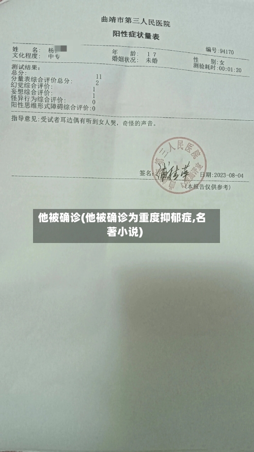 他被确诊(他被确诊为重度抑郁症,名著小说)