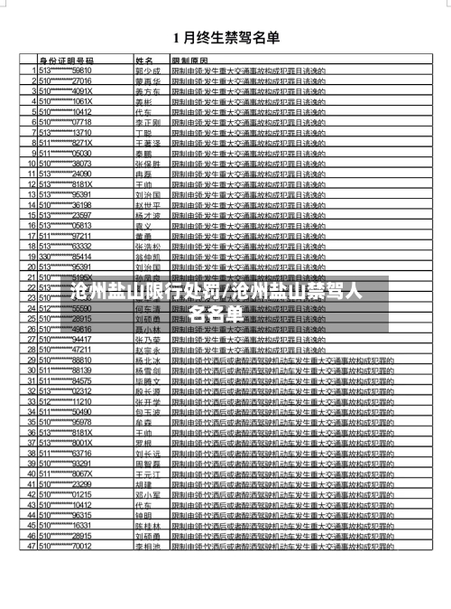 沧州盐山限行处罚/沧州盐山禁驾人名名单